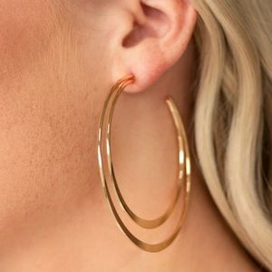 NWT Gold Last Hoop-rah Hoop Earrings